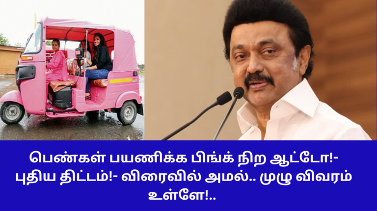 Pink Color Auto Introduced Soon Tamil Nadu 2024