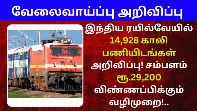 RRB Chennai Recruitment 2024 Vacancy 14928